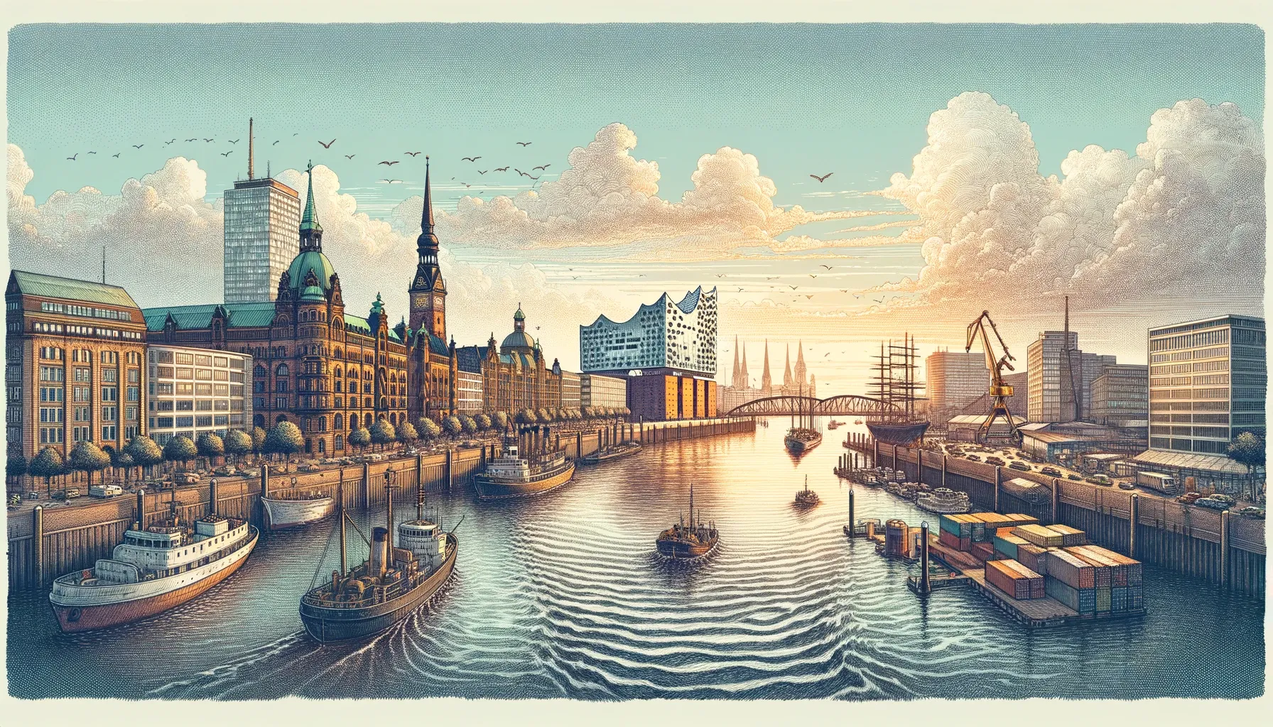 Tech42 Softwareentwicklung in Hamburg — Stadt-Skyline bei Nacht